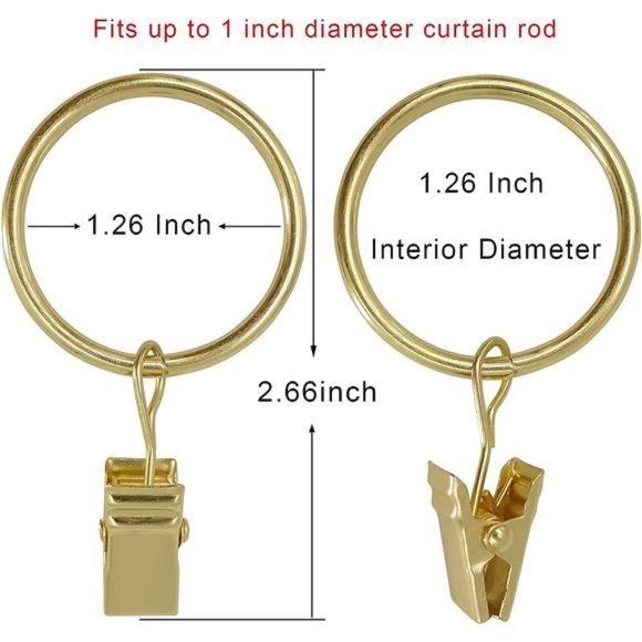 40 Pack Curtain Rings with Clips, Drapery Clips Rings, Hangers Drapes 1.26 Inch - Picture 3 of 6